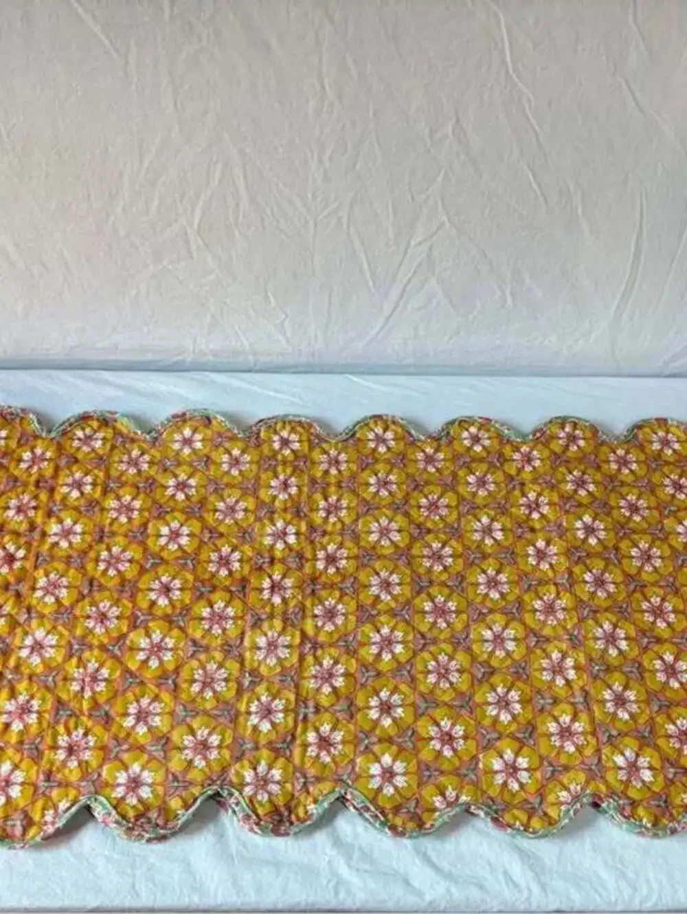 Long Reversible Quilted Scalloped Table Runner